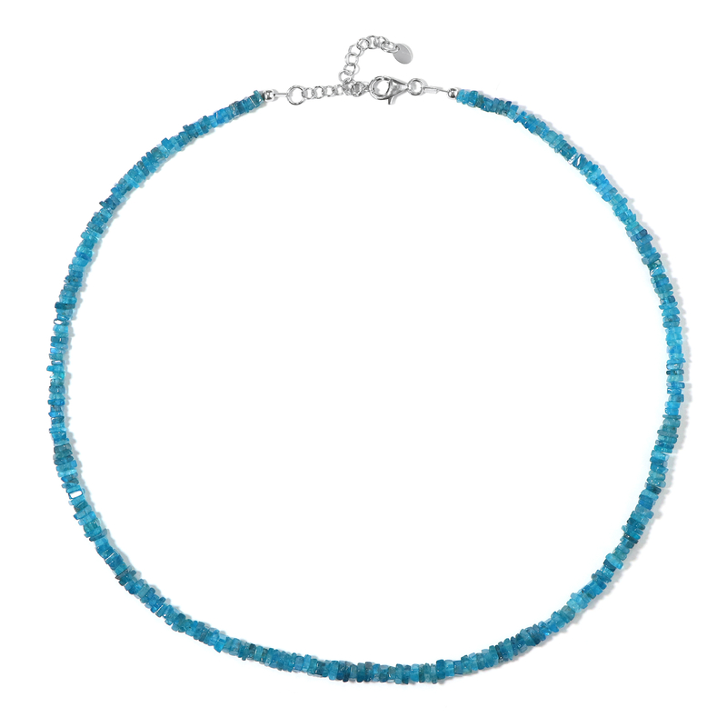Neonblauer Apatit-Silberhalskette