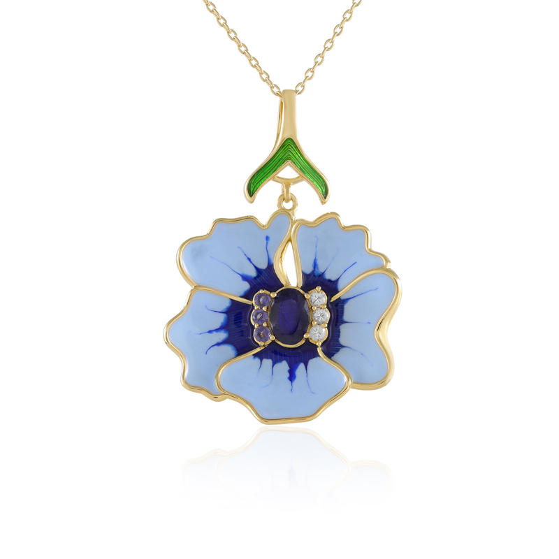 Blauer Madagaskar-Saphir-Silberhalskette (Adela Silber) Blauer Madagaskar-Saphir-Silberhalskette (Adela Silber)