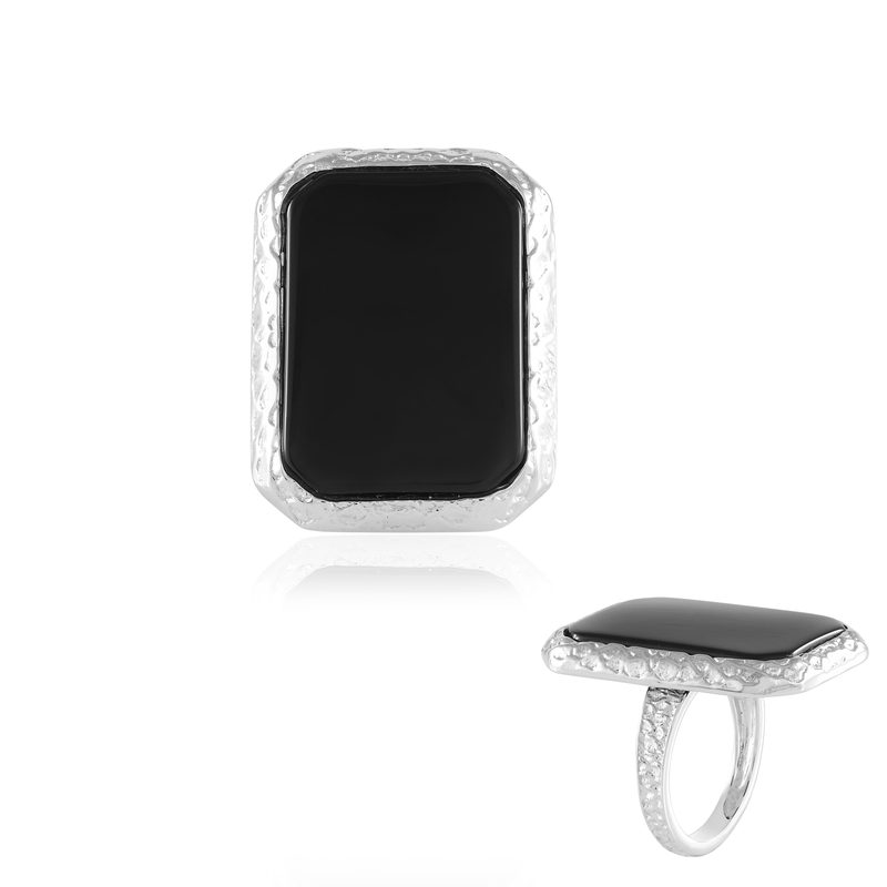 Schwarzer Onyx-Silberring (MONOSONO COLLECTION)
