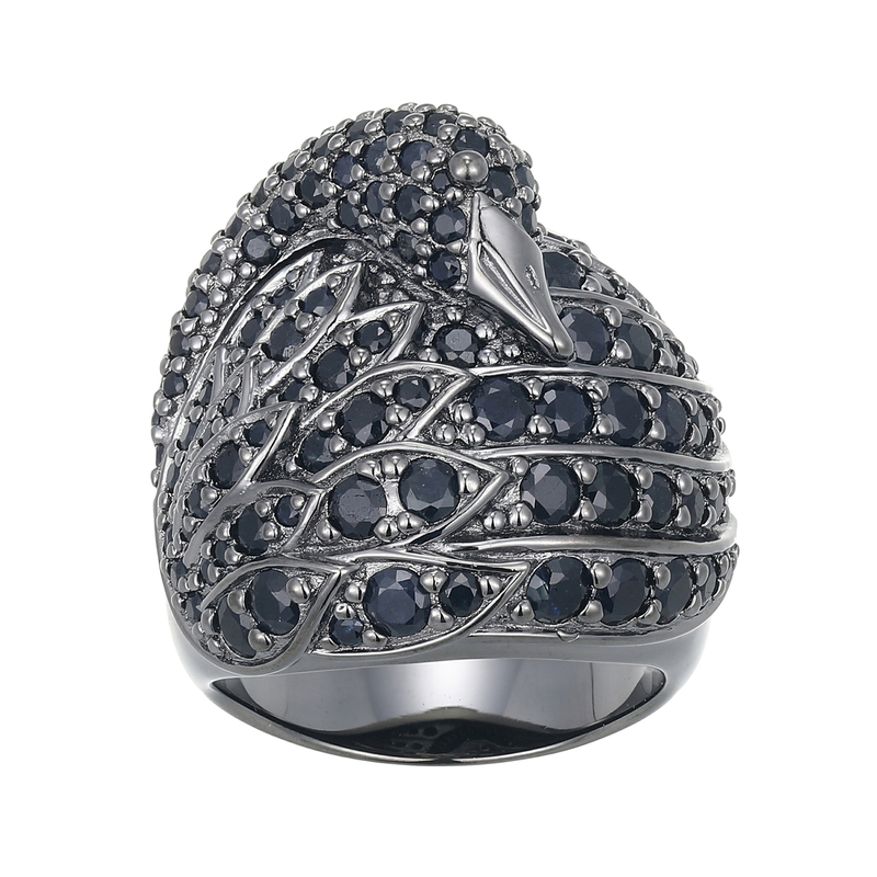 Schwarzer Saphir-Silberring (Adela Silber) Schwarzer Saphir-Silberring (Adela Silber)