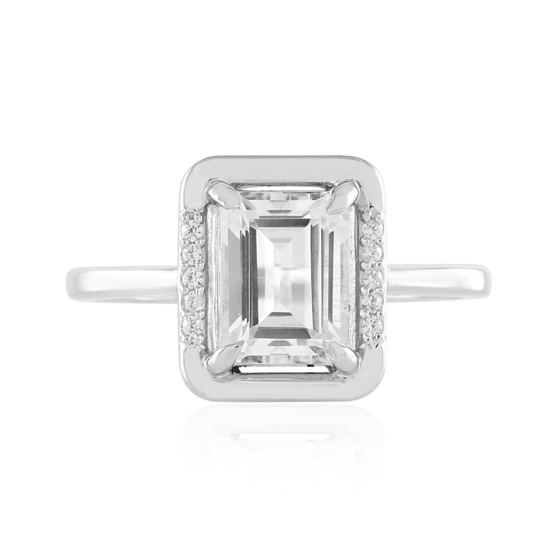 Weißer Topas-Silberring