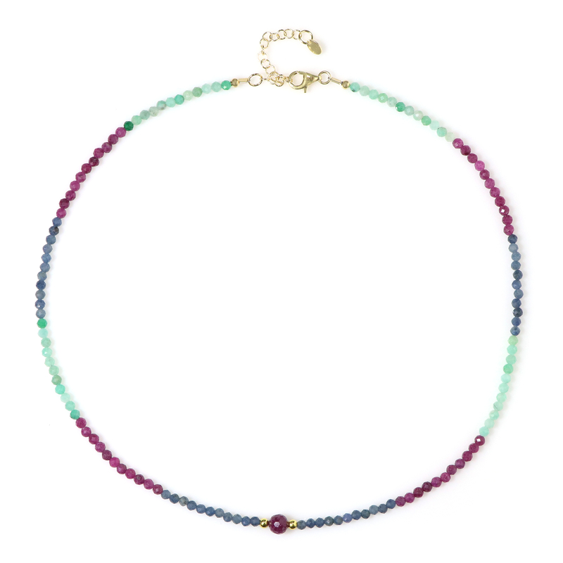 Edelstein-Silberhalskette (Riya)