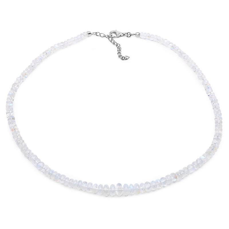 Regenbogen-Mondstein-Silberhalskette