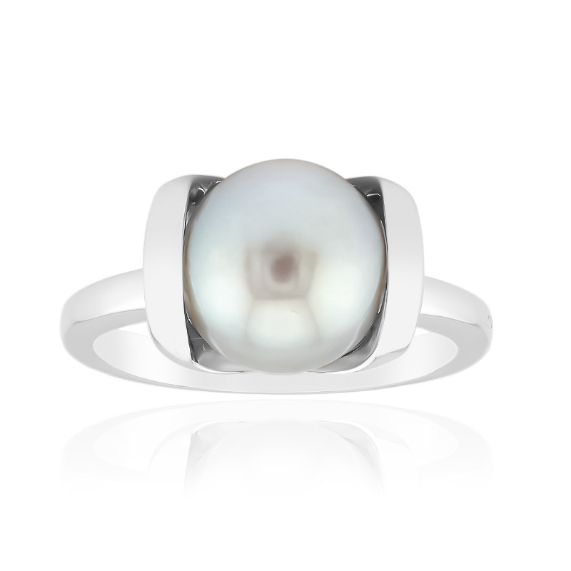 Silberfarbene Süßwasserzuchtperlen-Silberring (TPC)