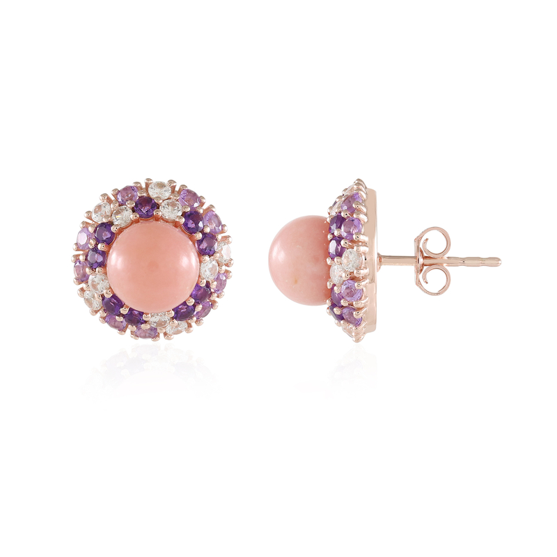 Pinkfarbener Opal-Silberohrringe (de Melo Essence)