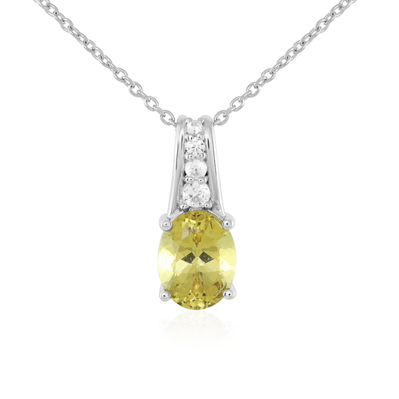 Goldener Apatit-Silberhalskette