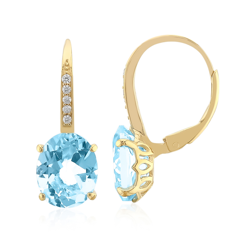 Himmelblauer Topas-Silberohrringe Himmelblauer Topas-Silberohrringe