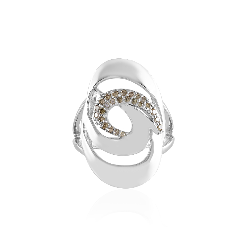 I3 Champagner-Brillant-Silberring (de Melo)