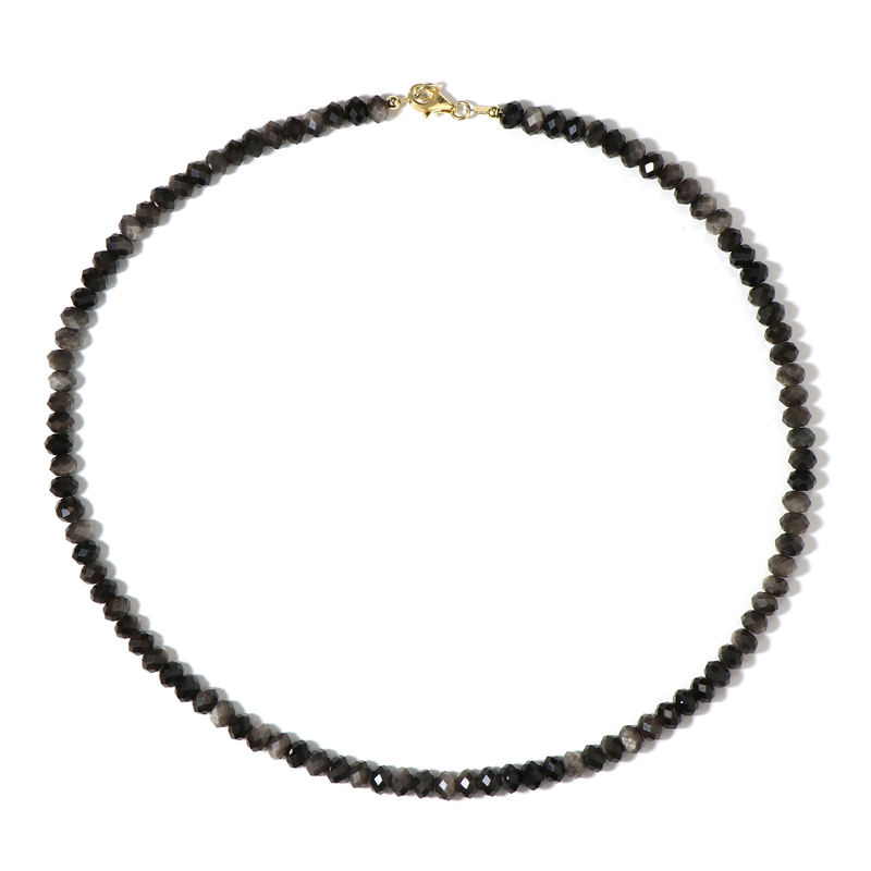 Silber-Obsidian-Silberhalskette