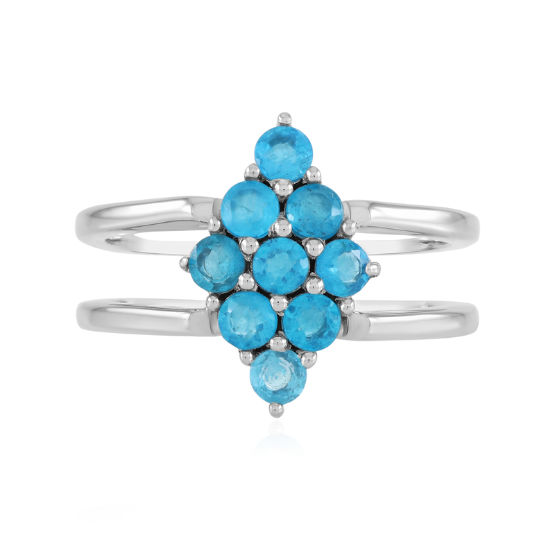 Neonblauer Apatit-Silberring - Farbe: Blau