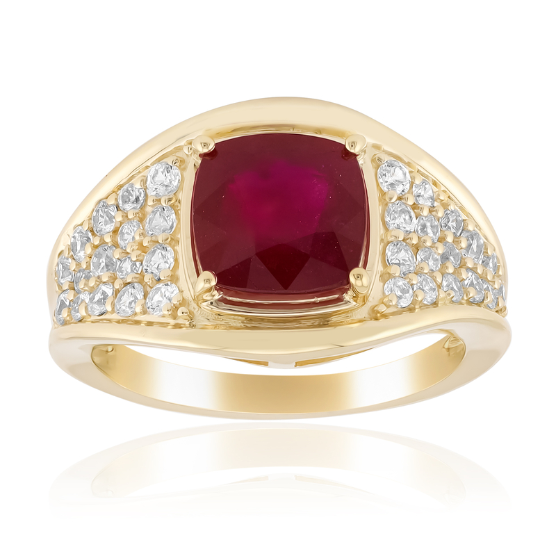 Mosambik-Rubin-Goldring (de Melo Gold) - Farbe: Rot