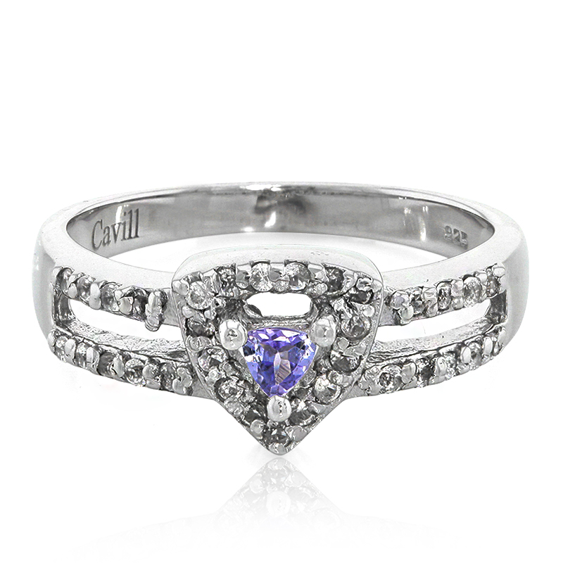 Nicht erhitzter Tansanit-Silberring