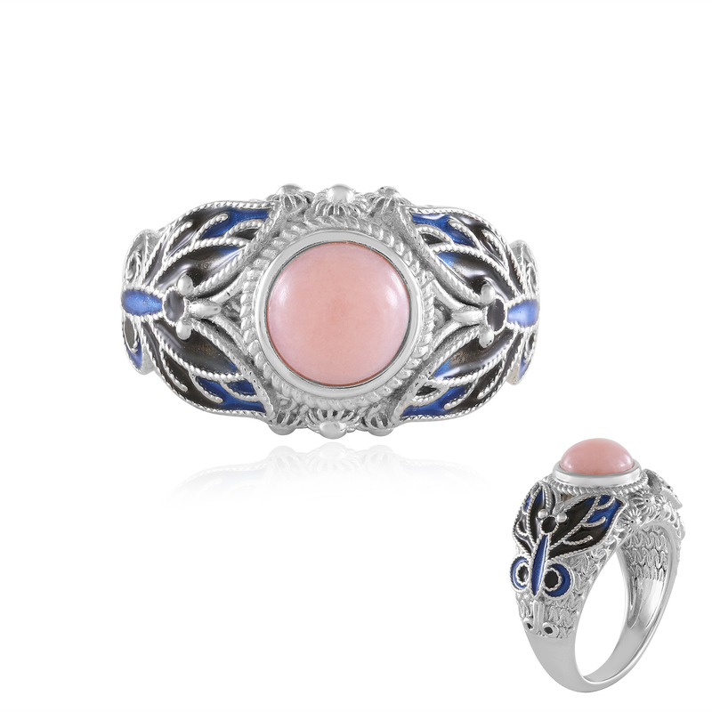 Pinkfarbener Opal-Silberring (Adela Silber)