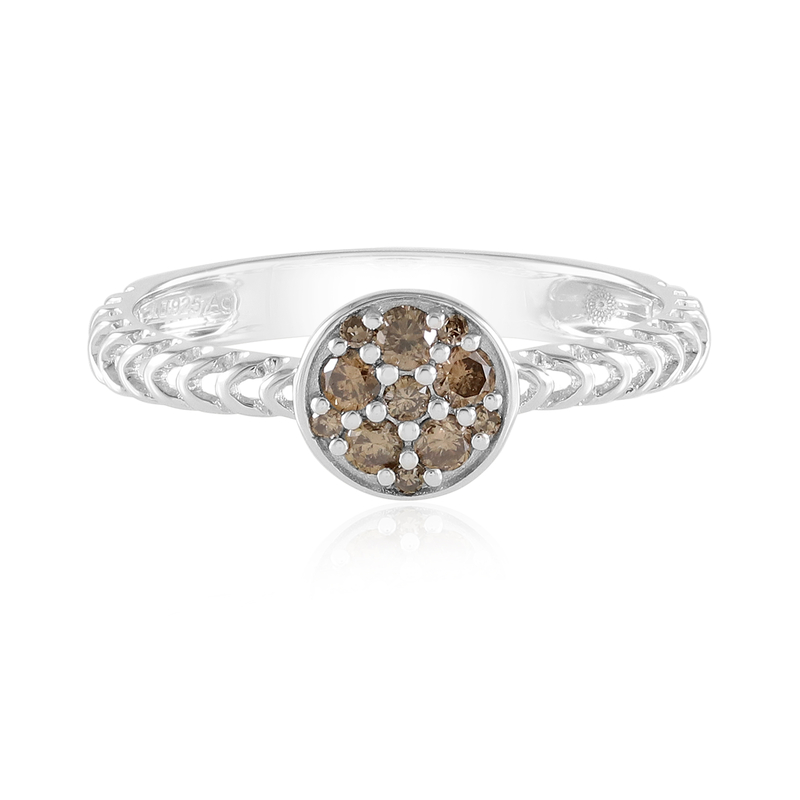 I2 Champagner-Diamant-Silberring (Ornaments by de Melo)