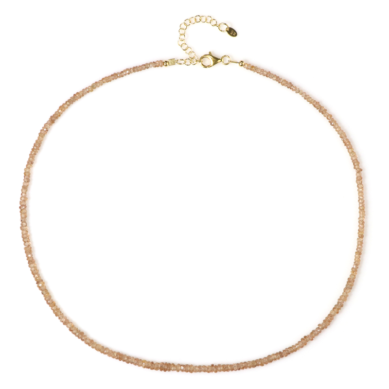 Champagner-Zirkon-Silberhalskette