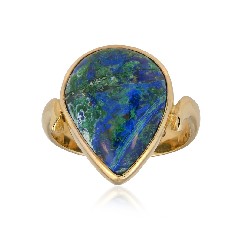 Azurit-Malachit-Silberring (Bali Barong)