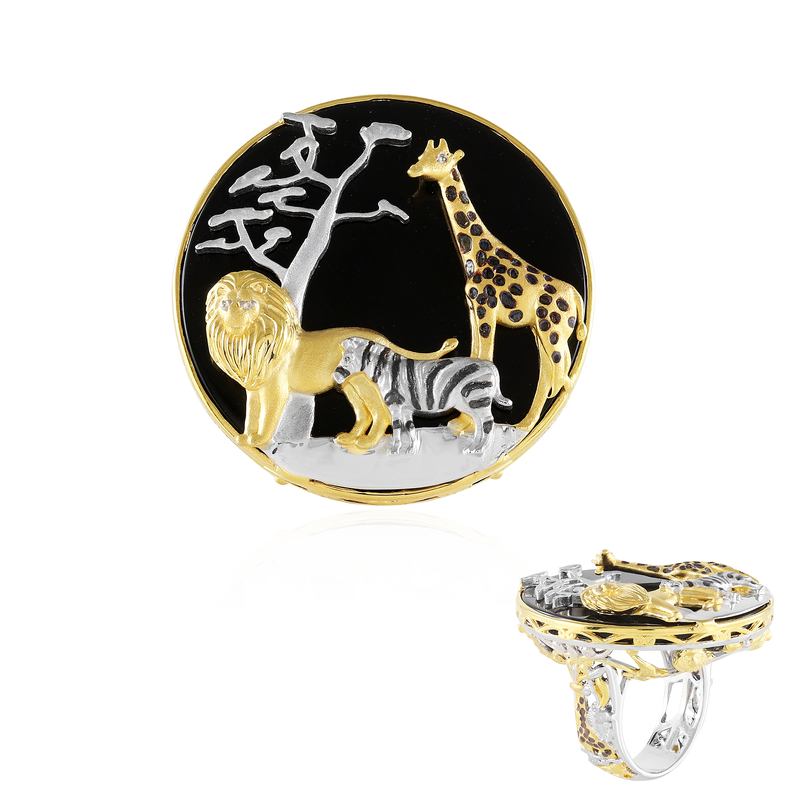 Schwarzer Onyx-Silberring (Gems en Vogue)
