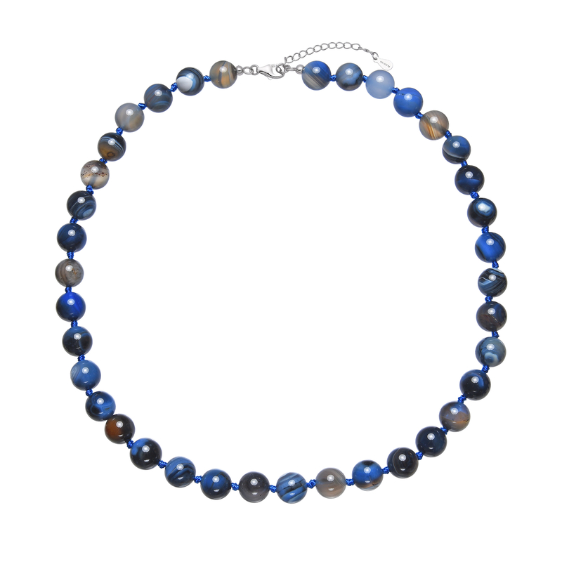 Mongolischer Achat-Silberhalskette