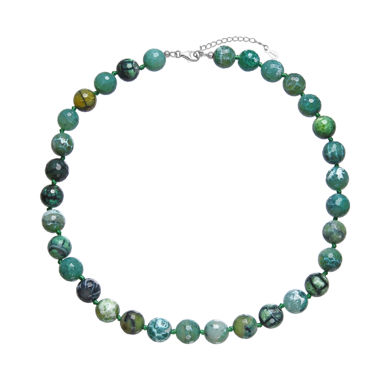 Mongolischer Achat-Silberhalskette