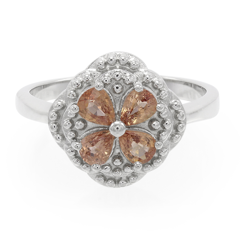 Padparadscha-Saphir-Silberring Padparadscha-Saphir-Silberring