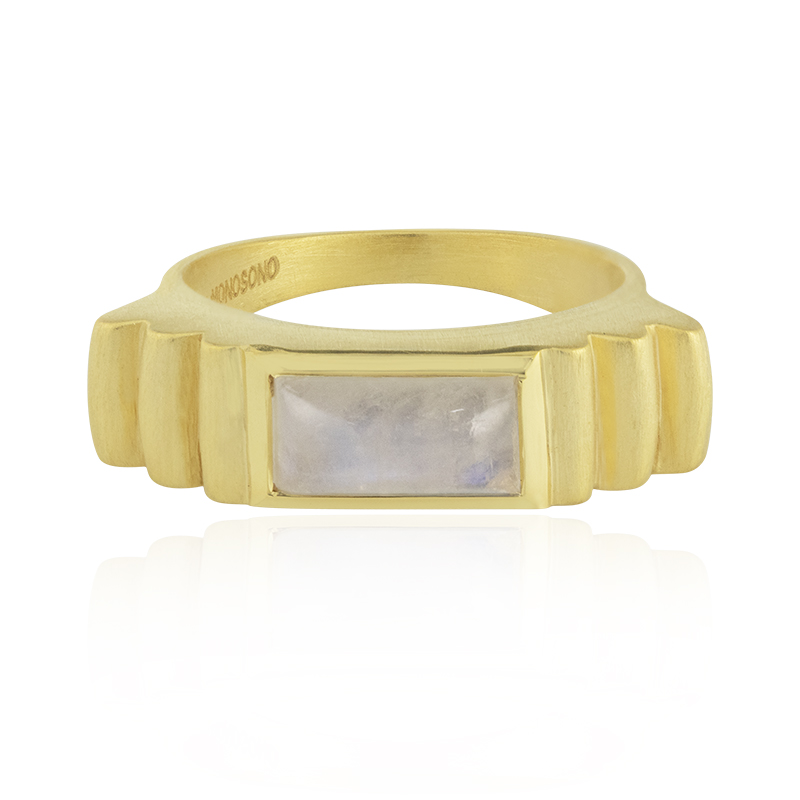 Regenbogen-Mondstein-Silberring (MONOSONO COLLECTION)