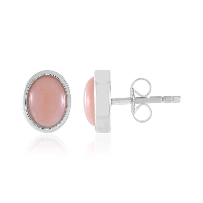 Pinkfarbener Opal-Silberohrringe