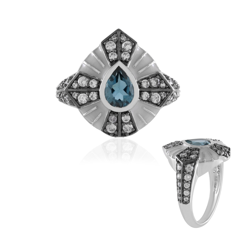 Londonblauer Topas-Silberring (Adela Silber)