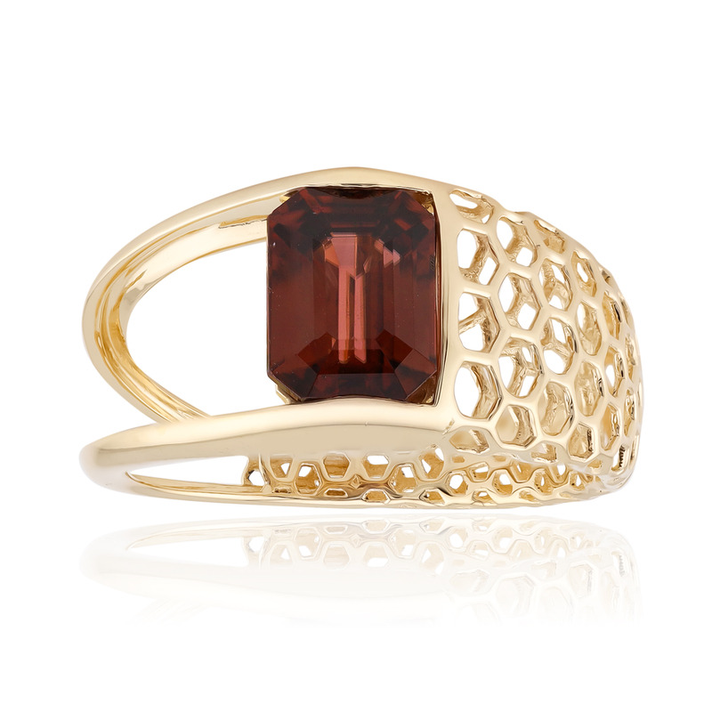 Pinkfarbener Zirkon-Goldring (Ornaments by de Melo)