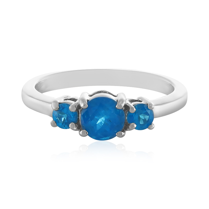 Neonblauer Apatit-Silberring