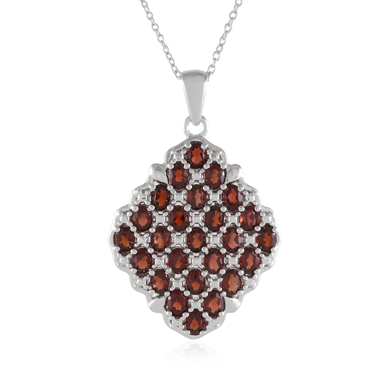 Mosambik-Granat-Silberhalskette Mosambik-Granat-Silberhalskette