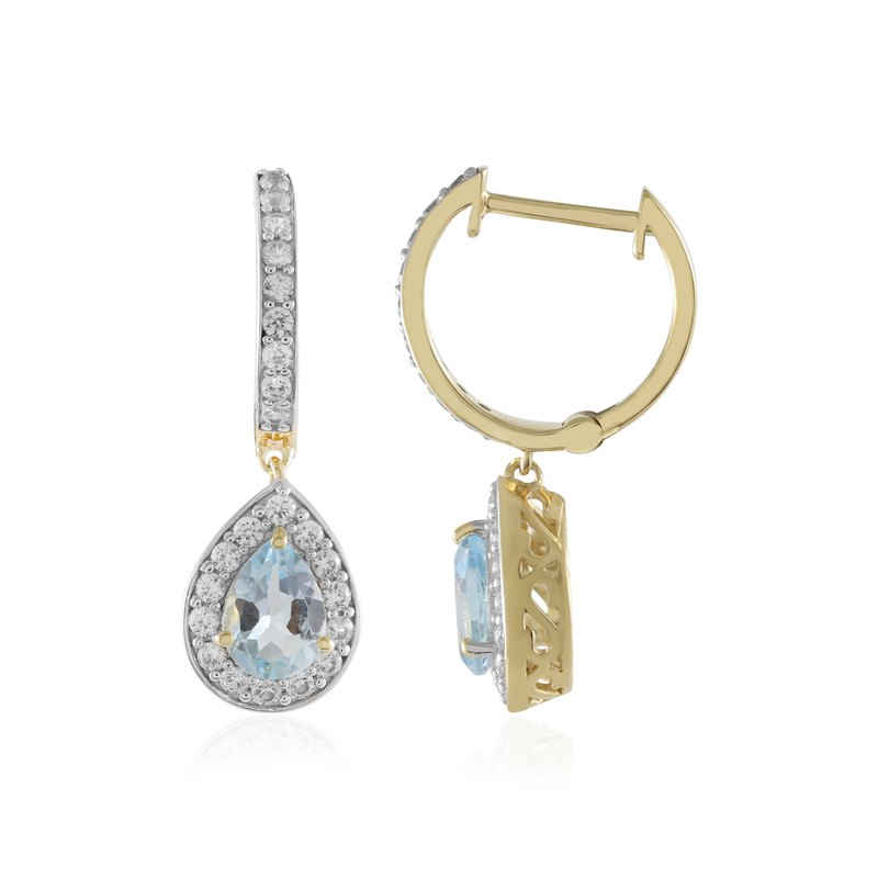 Himmelblauer Topas-Silberohrringe