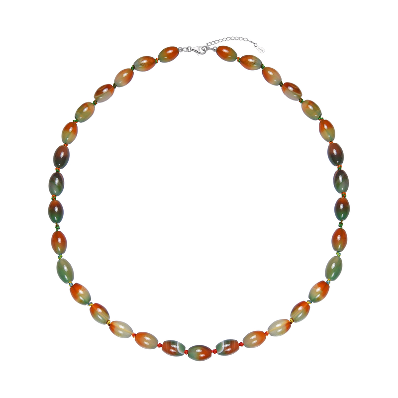 Achat-Silberhalskette