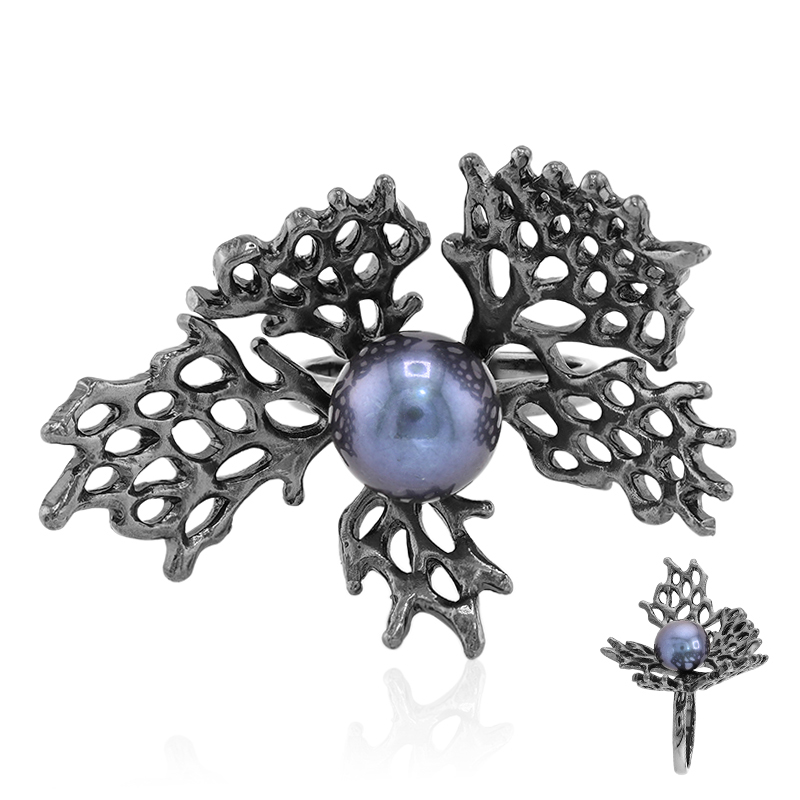 Mystik-Süßwasserzuchtperlen-Silberring (TPC)