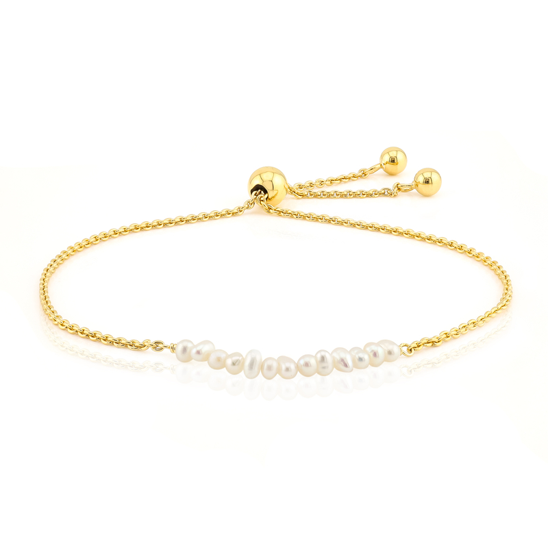 Weiße Süßwasserzuchtperlen-Silberarmband