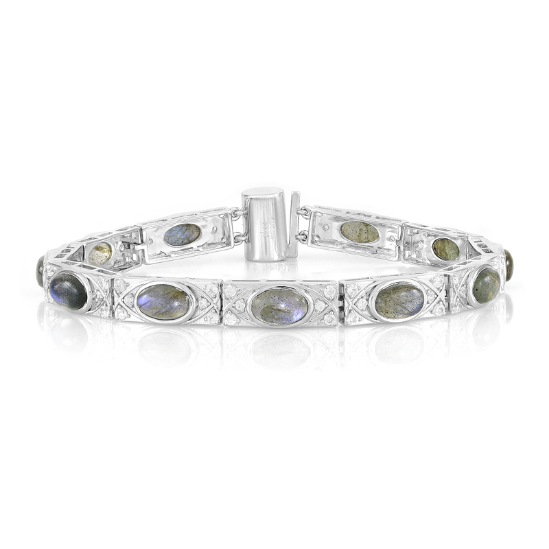 Blauer Maniry-Labradorit-Silberarmband (KM by Juwelo)