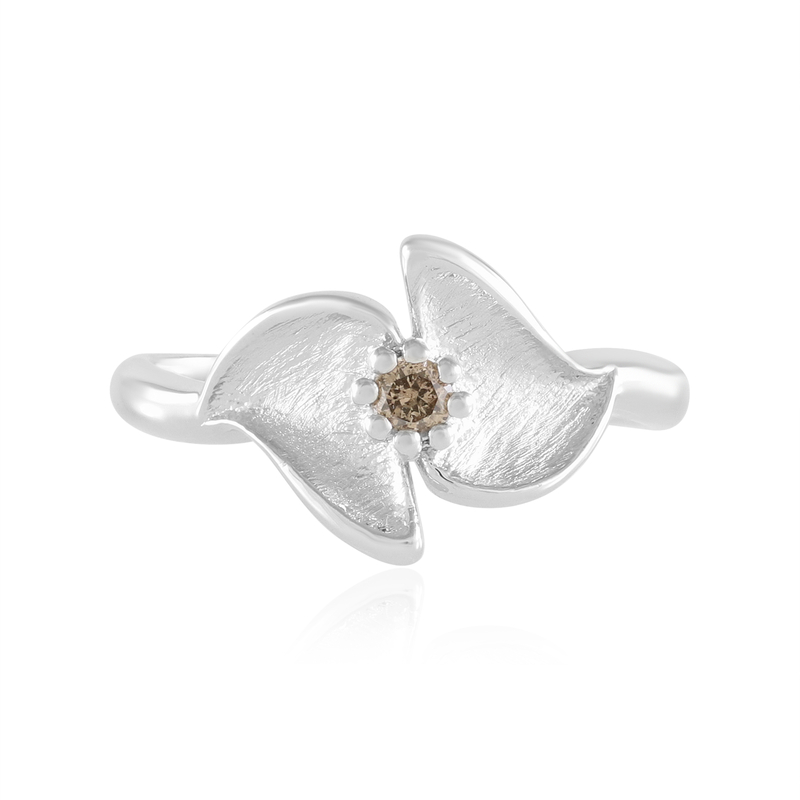 I2 Champagner-Brillant-Silberring