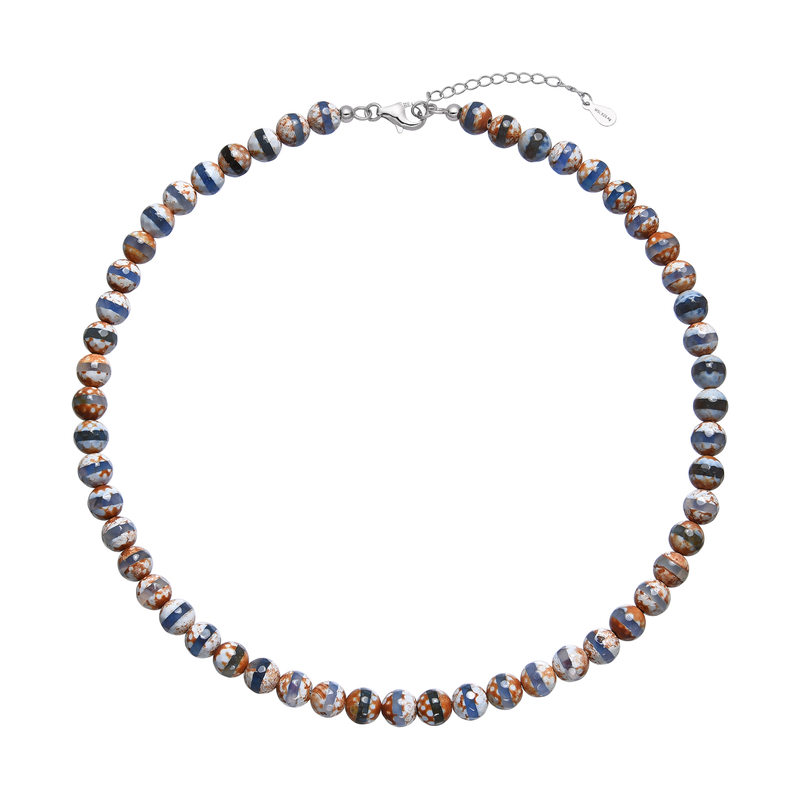 Mongolischer Achat-Silberhalskette