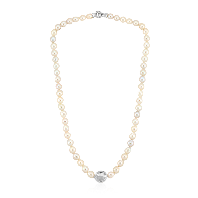 Weißer Quarz-Silbercollier