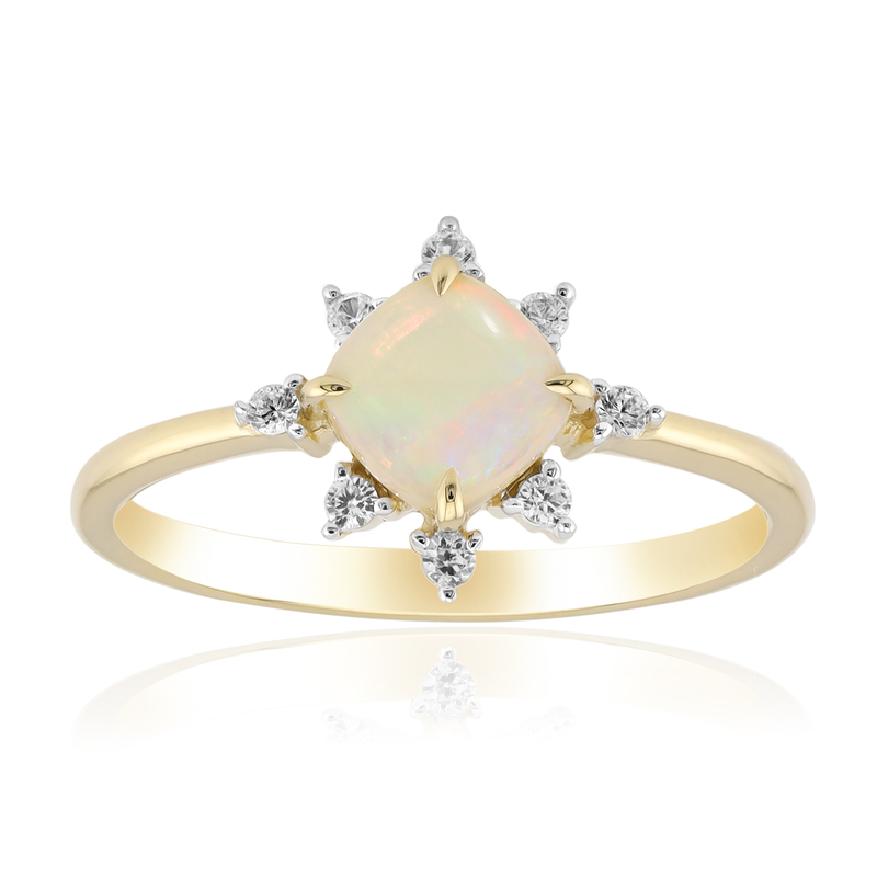 Brasilianischer Weißer Opal-Goldring Brasilianischer Weißer Opal-Goldring