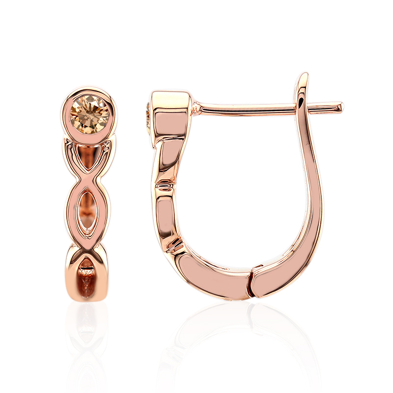 SI1 Argyle-Rose de France-Brillant-Goldohrringe (Annette)