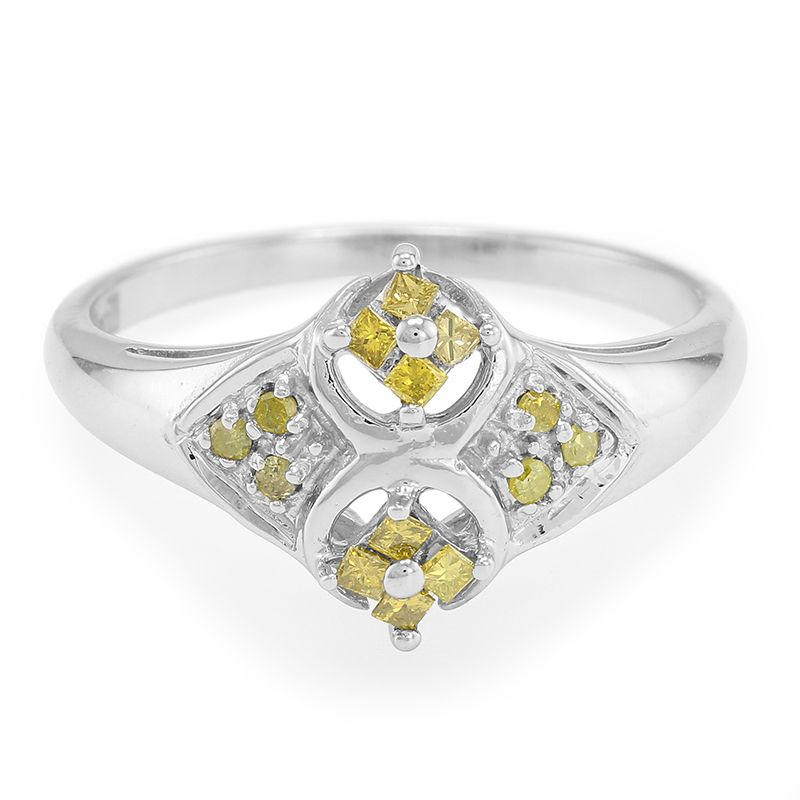 Fancy-Diamant-Silberring