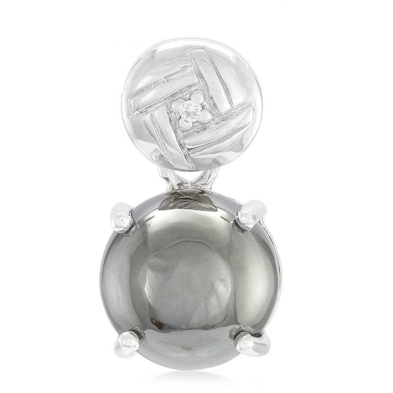 Schwarzer Hämatit-Silberanhänger