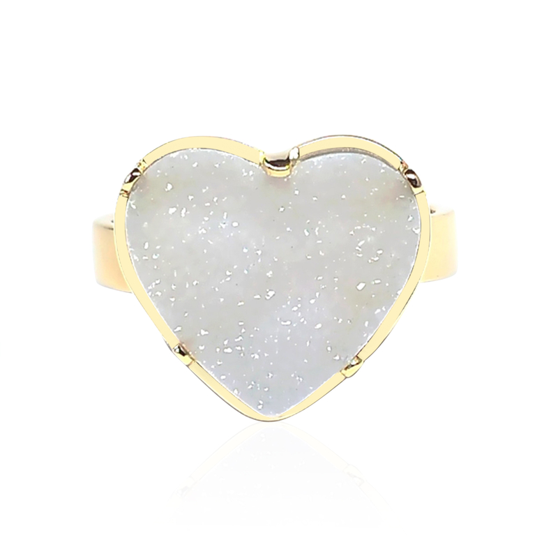 Drusen-Achat-Silberring (Bali Barong)