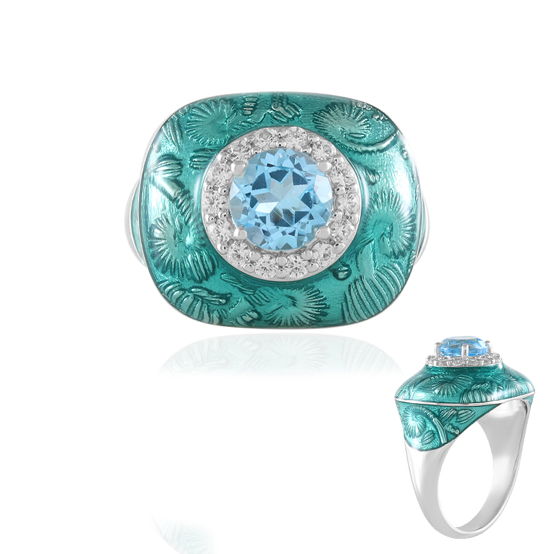 Schweizblauer Topas-Silberring (Adela Silber)