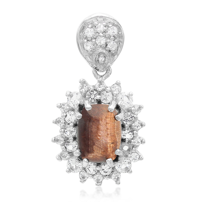 Rotes Tigerauge-Silberanhänger