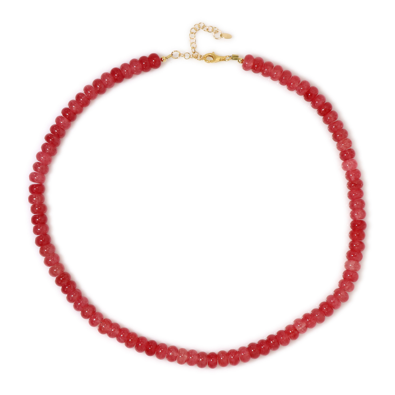 Roter Quarz-Silberhalskette