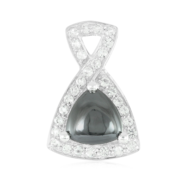 Schwarzer Hämatit-Silberanhänger