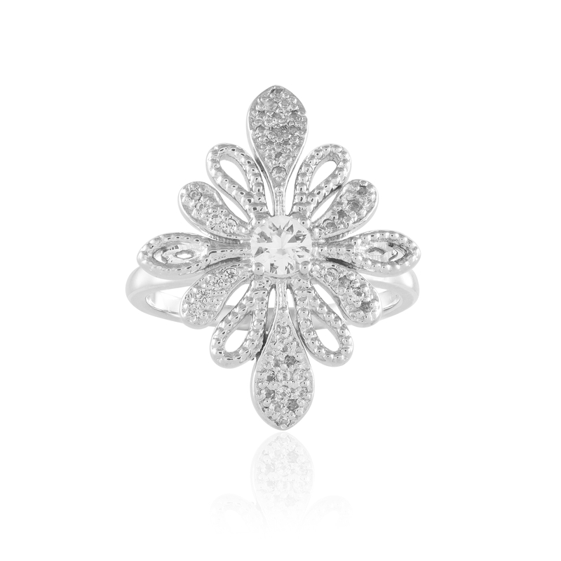 Weißer Saphir-Silberring Weißer Saphir-Silberring