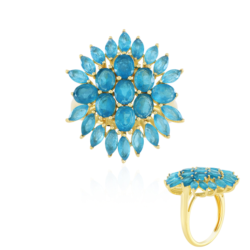 Neonblauer Apatit-Silberring - Farbe: Blau