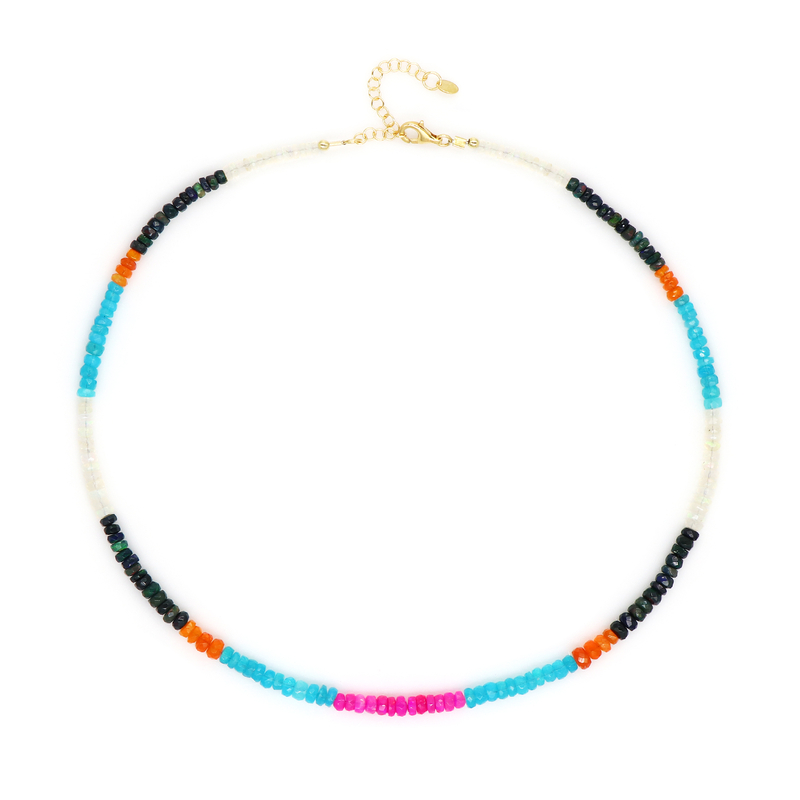 Opal-Silberhalskette - Farbe: Silber
